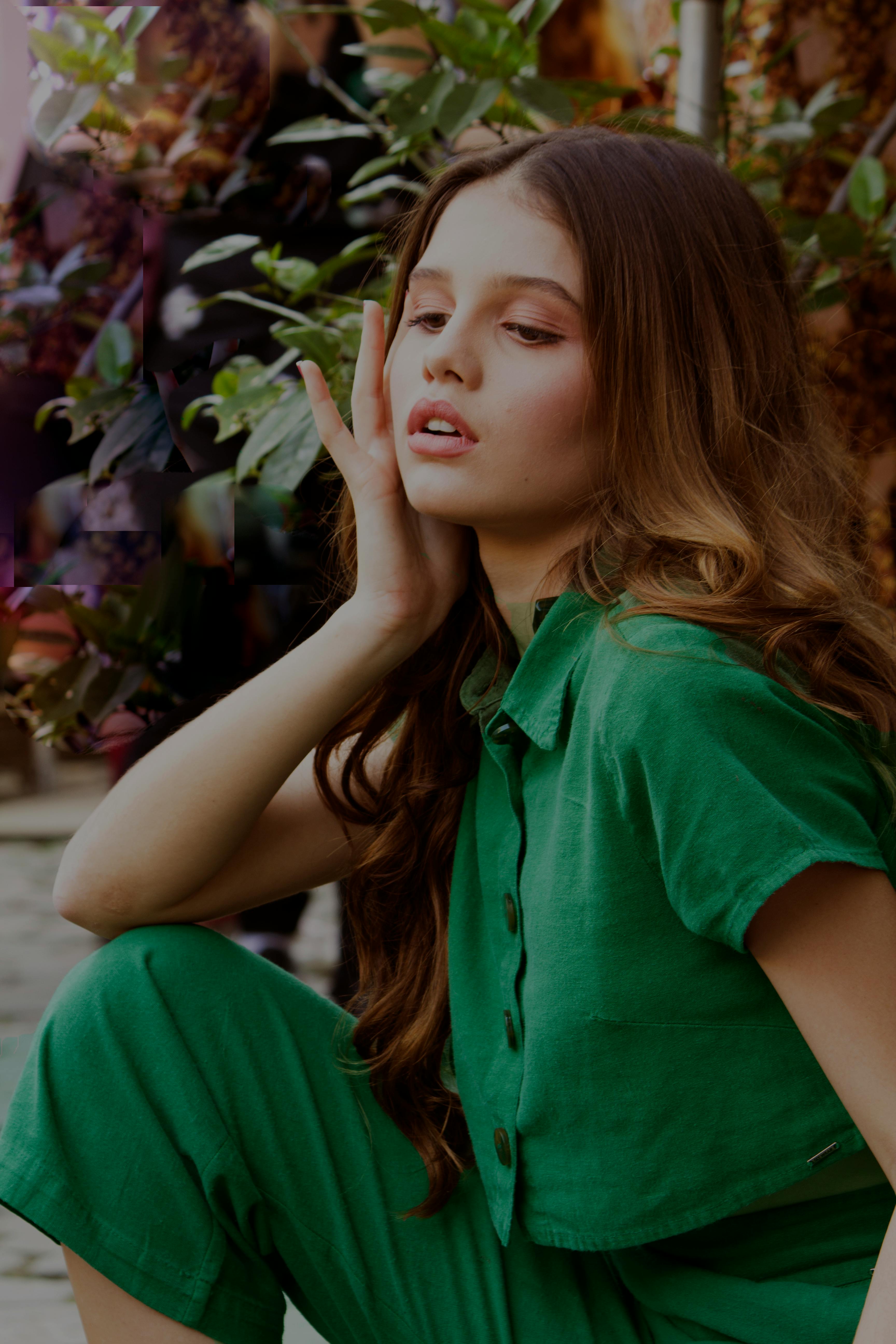 Woman Wearing Green Dress