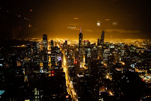 Bird's Eye View Of City During Evening