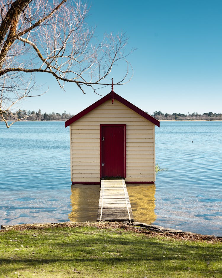 White And Red Shed