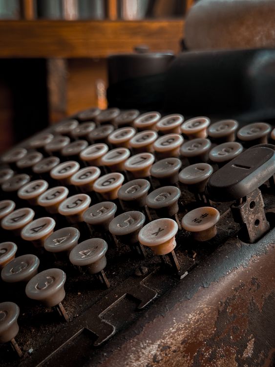 Vintage Typewriter Keys Close up In Warm Light Free Stock Photo vintage-typewriter-keys-close-up-in-warm-light-free-stock-photo