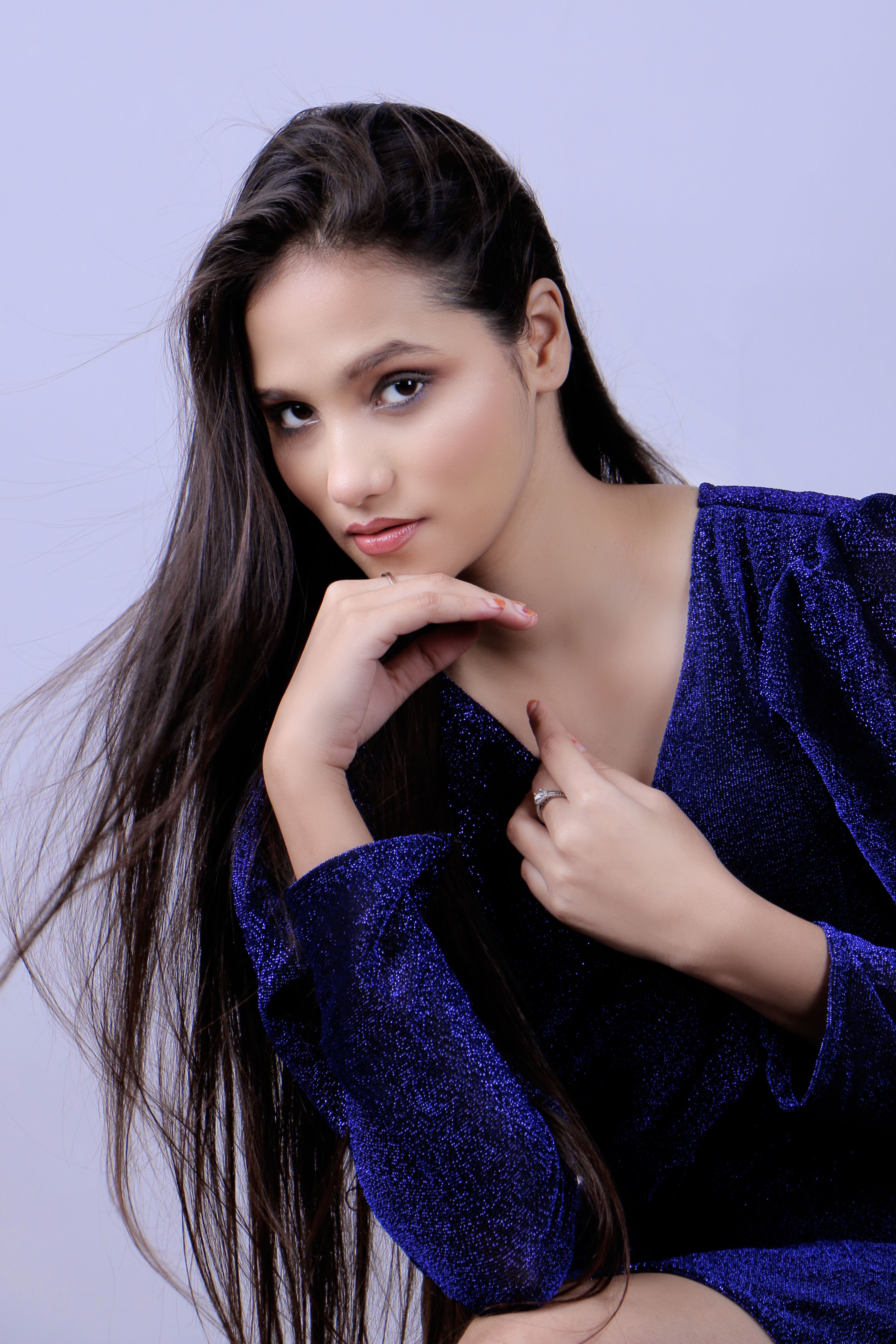 Elegant Portrait of Woman in Blue Dress · Free Stock Photo