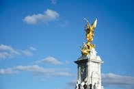 Victoria Memorial Statue in London Against Blue Sky