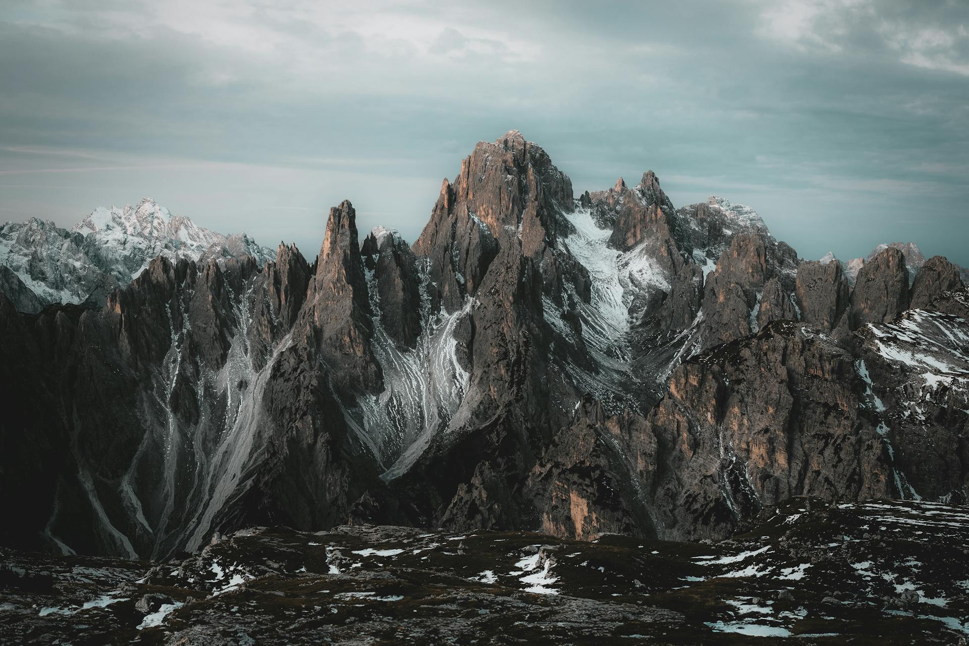 Stunning Alpine Mountain Range at Dusk