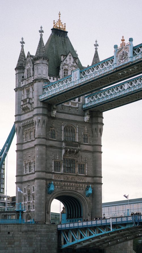 Free Close-up of Tower Bridge, showcasing its gothic architecture and majestic towers in London. Stock Photo