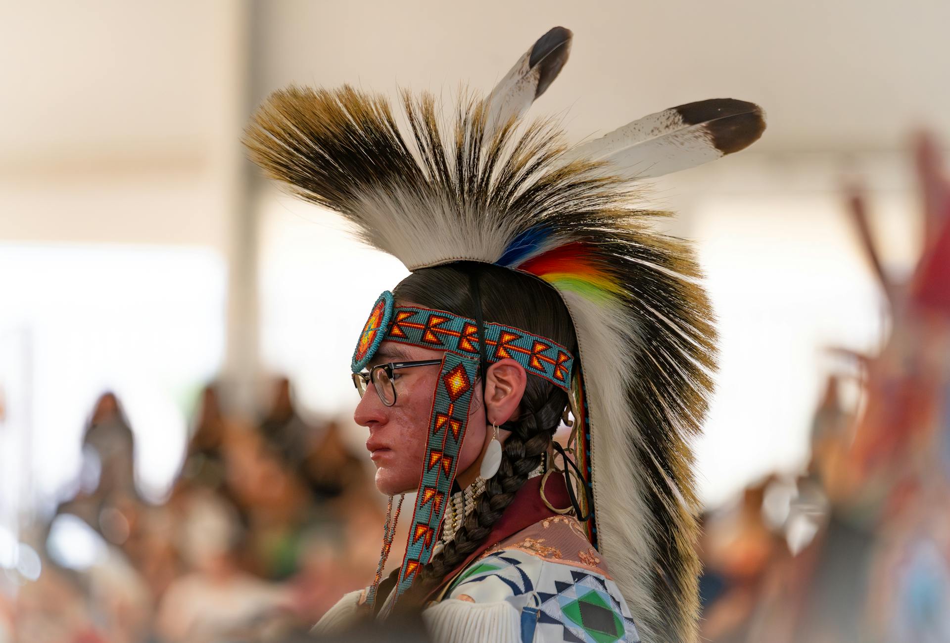 Portrait coloré du powwow amérindien