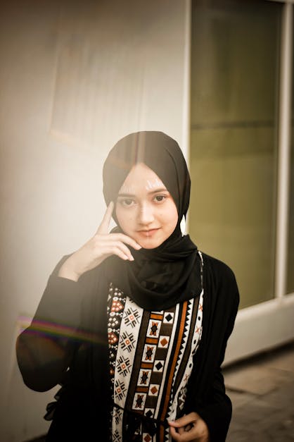 Photo of Muslim Woman in Black Hijab Posing · Free Stock Photo