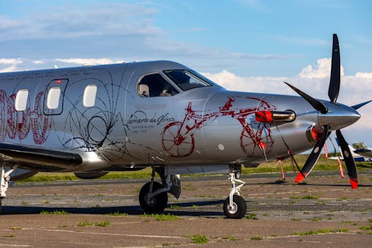 Modern aircraft adorned with Leonardo da Vinci-inspired art on a sunny day runway.