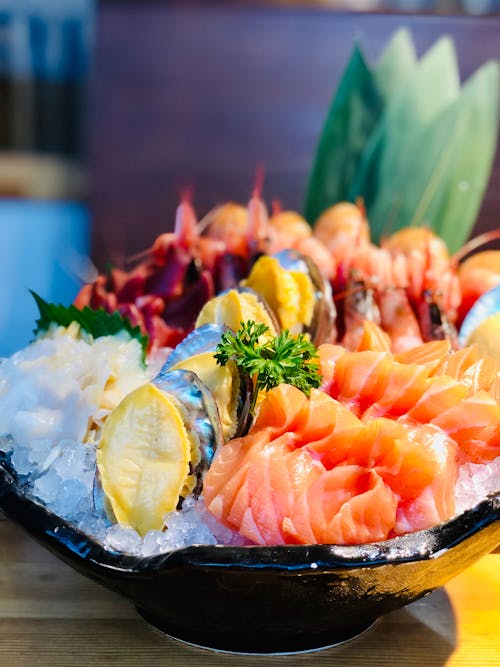 Bowl of Seafood on Table