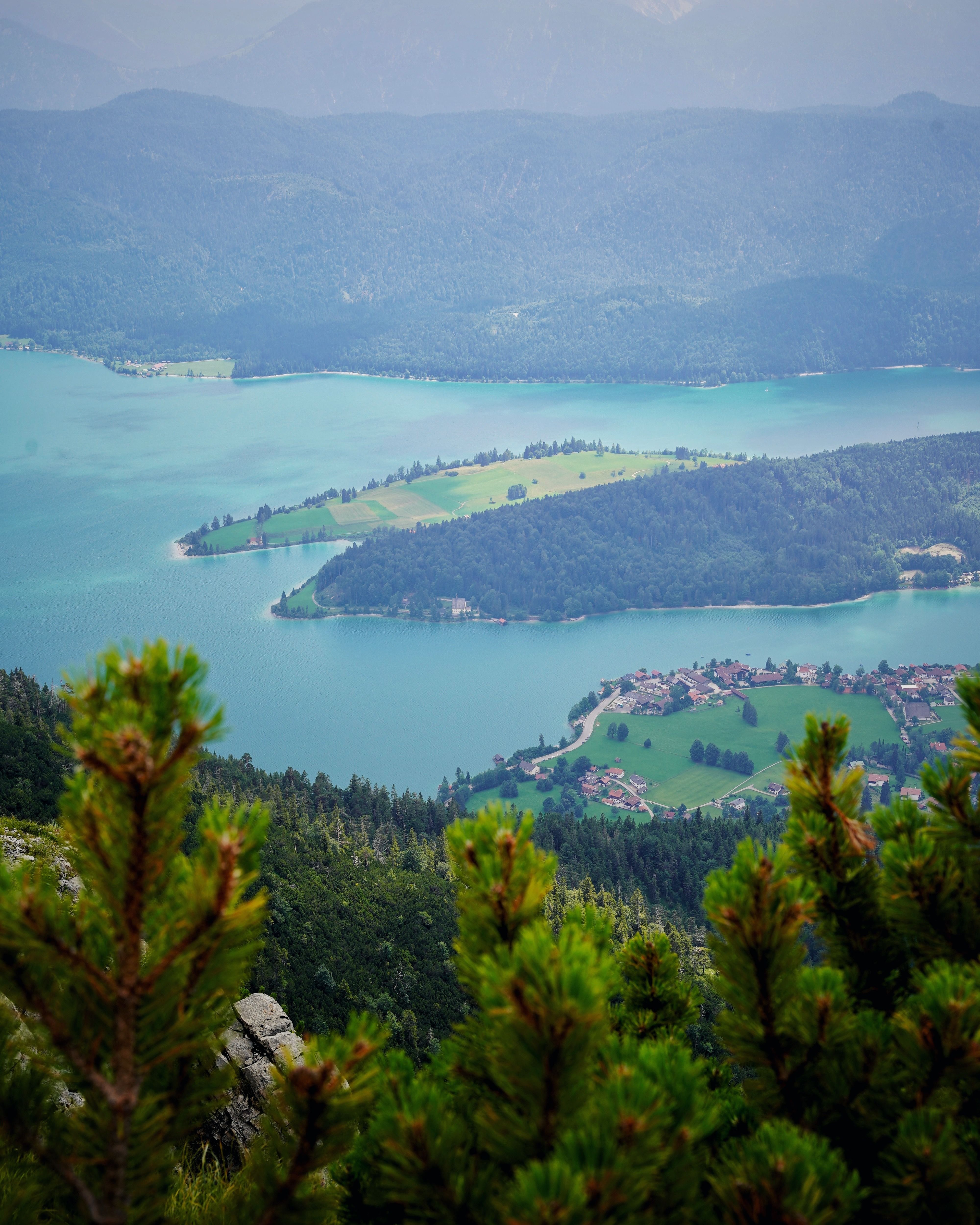 Aerial View of Scenic Mountain Lake and Lush Greenery · Free Stock Photo
