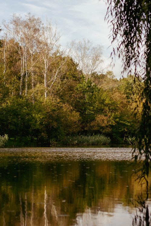 Free Peaceful scene of a lake with tree reflections in a Chisinau park, Moldova. Stock Photo