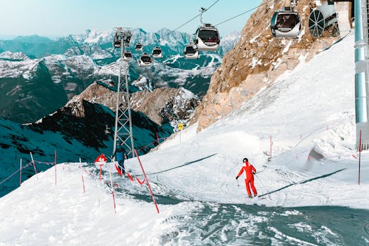 High Angle View of People Skiing on Snowcapped Mountain