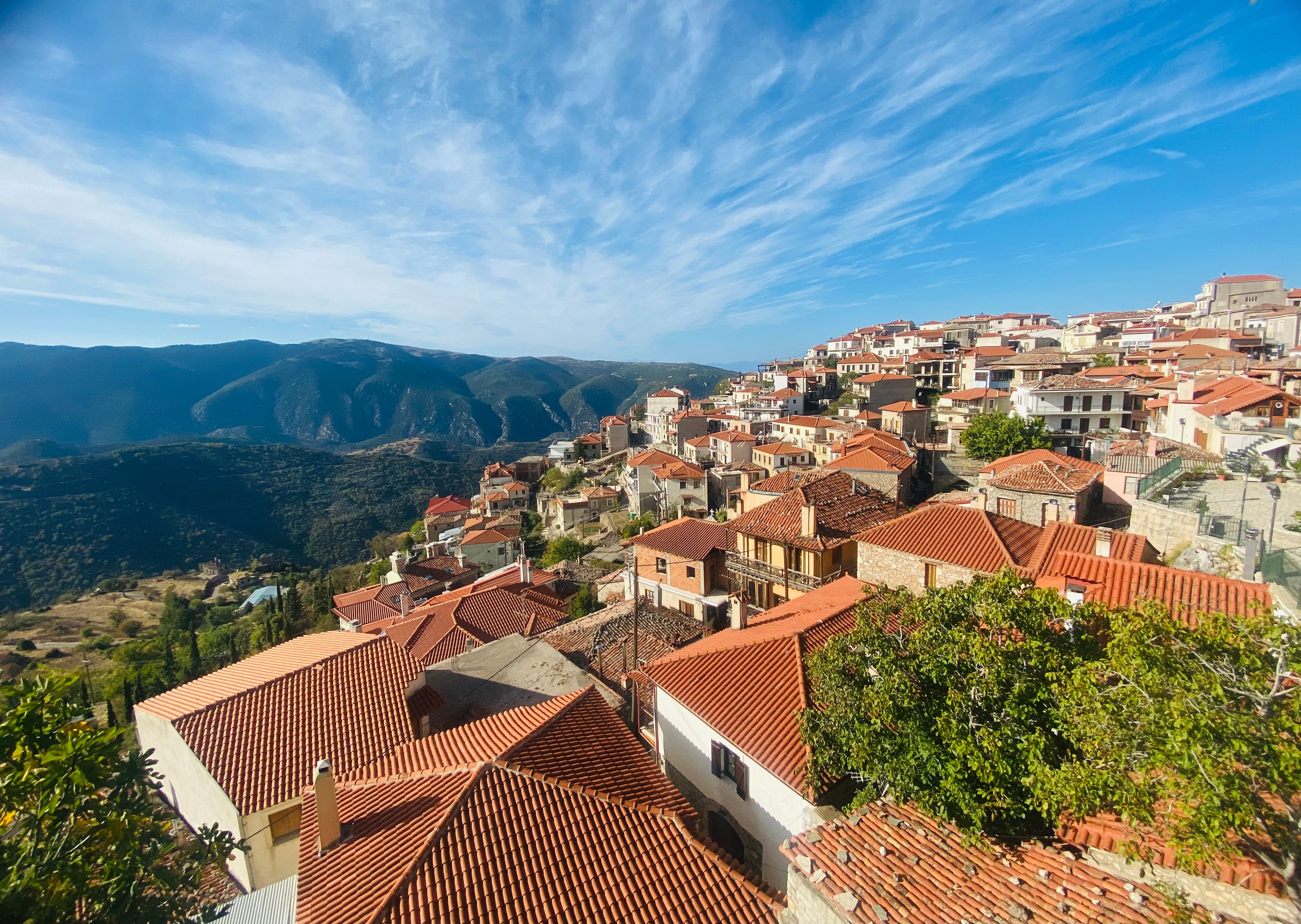 Aerial View of Scenic Mountain Village · Free Stock Photo