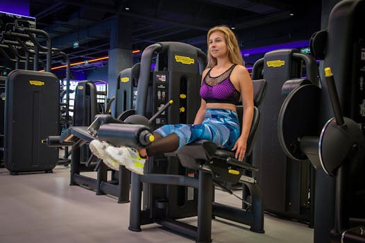 Fitness enthusiast working out on leg curl machine, focusing on strength training.
