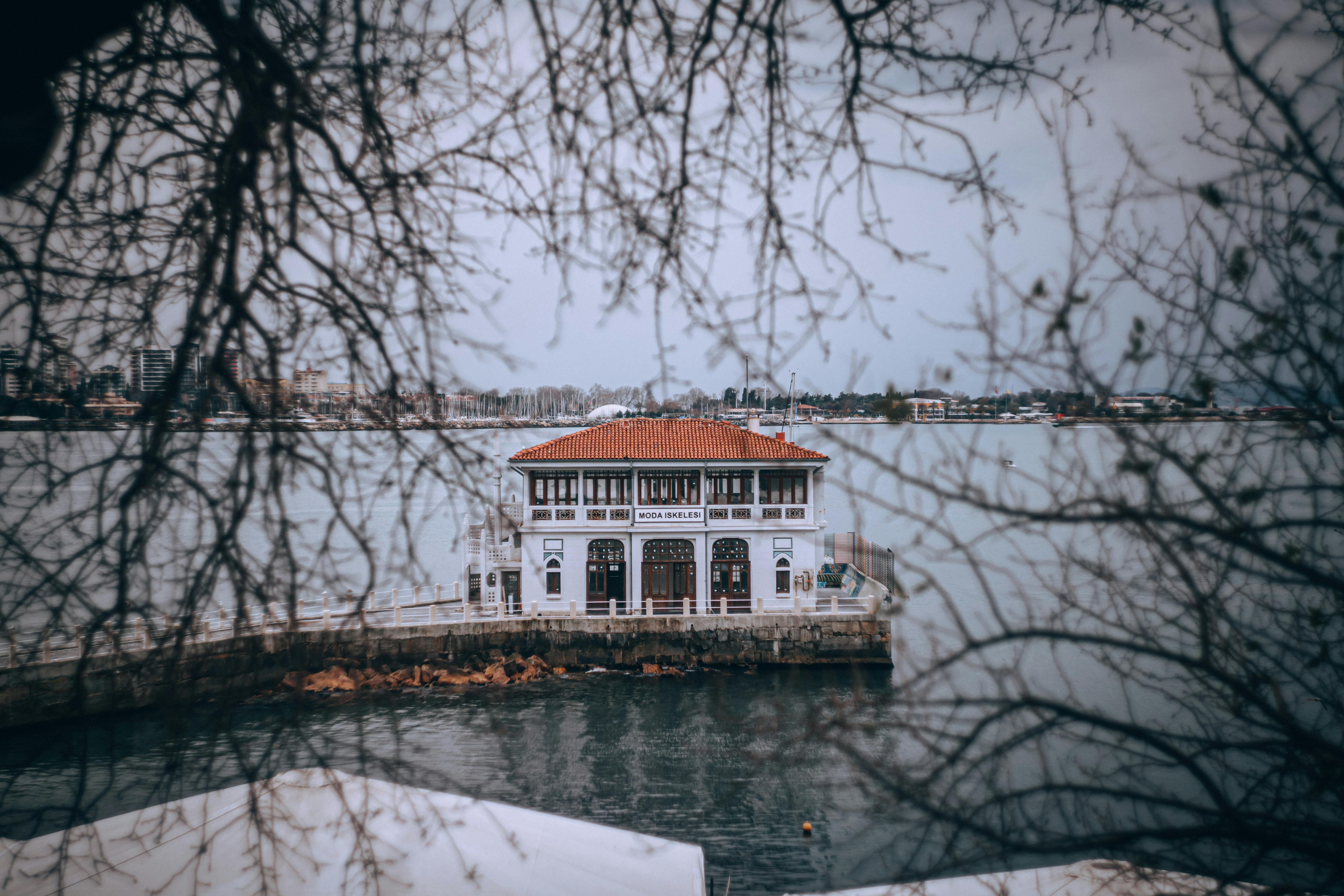 Kostnadsfria Moda Pier I Istanbul Omgiven Av Träd Stock foto