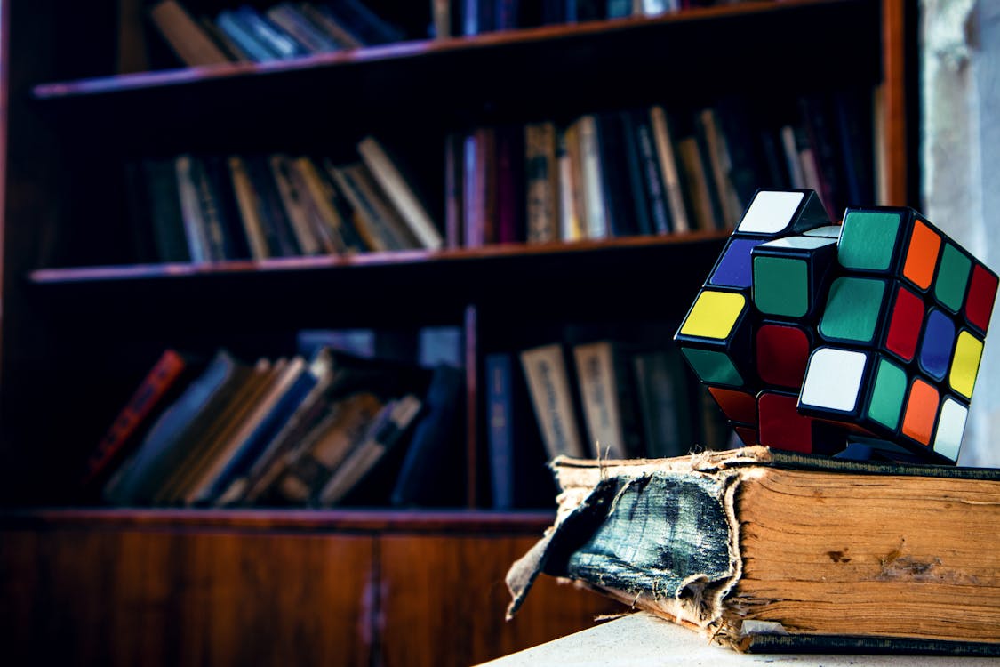 Free Rubik's Cube on Book Stock Photo