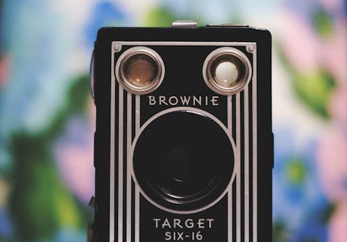 Tilt Shift Lens Photography Of Black And White Brownie Camera