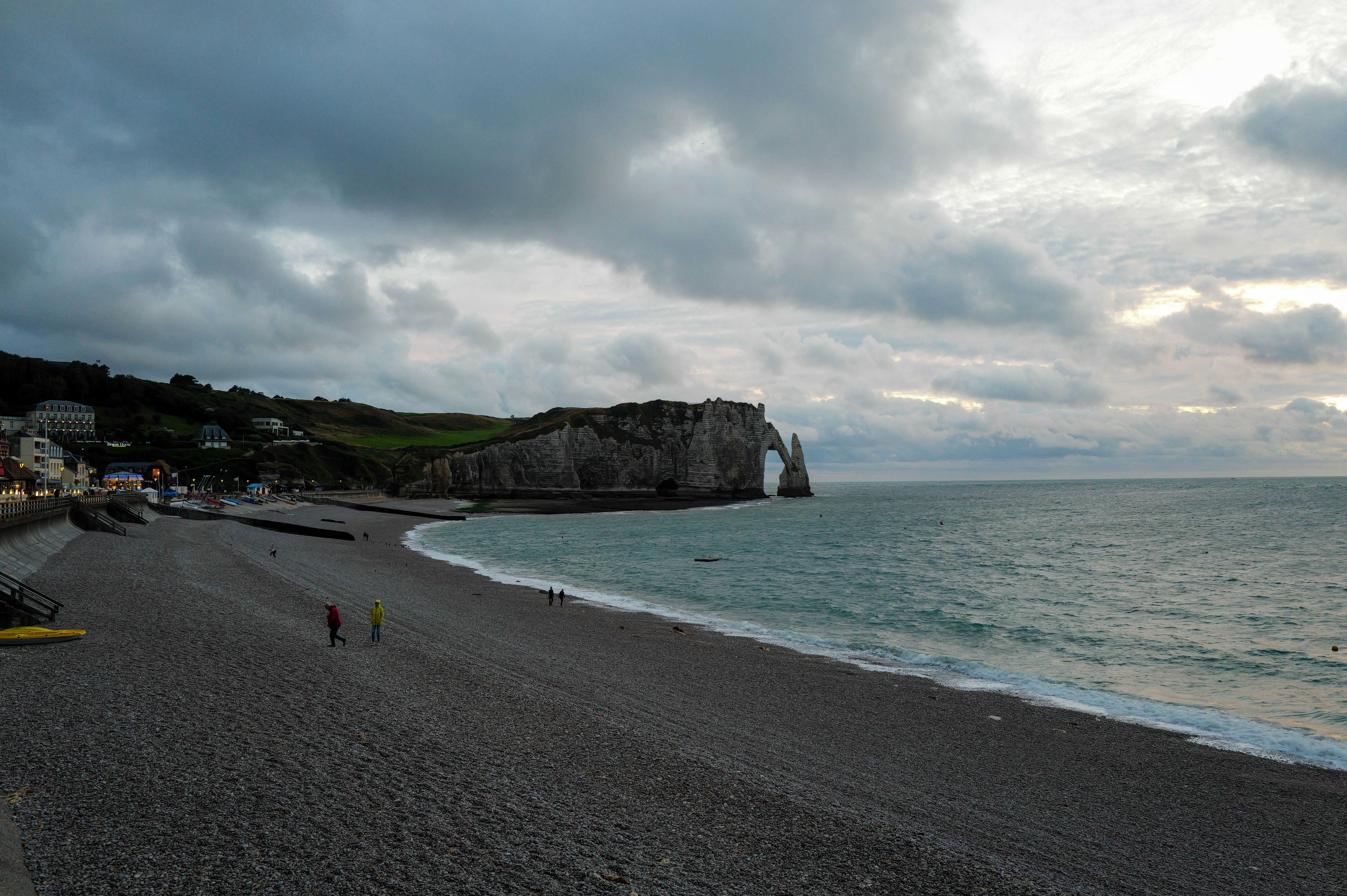 Scenic Beach View of Etretat Cliffs at Sunset · Free Stock Photo