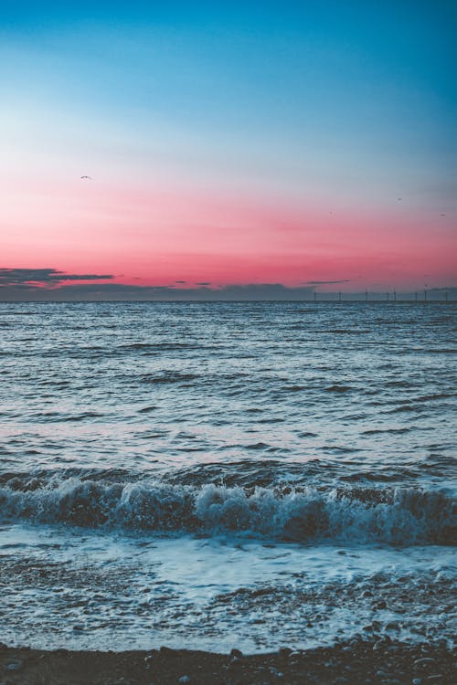 Foto Panorâmica Da Praia Durante O Amanhecer