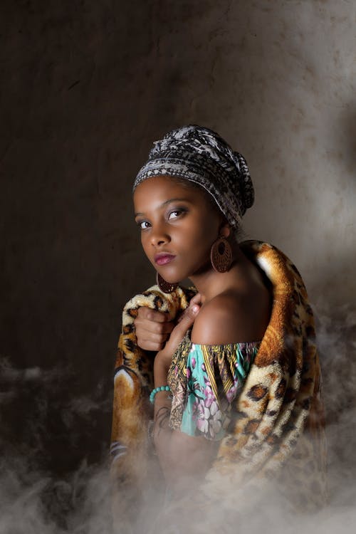 Photo Of Woman Wearing Leopard Print Scarf