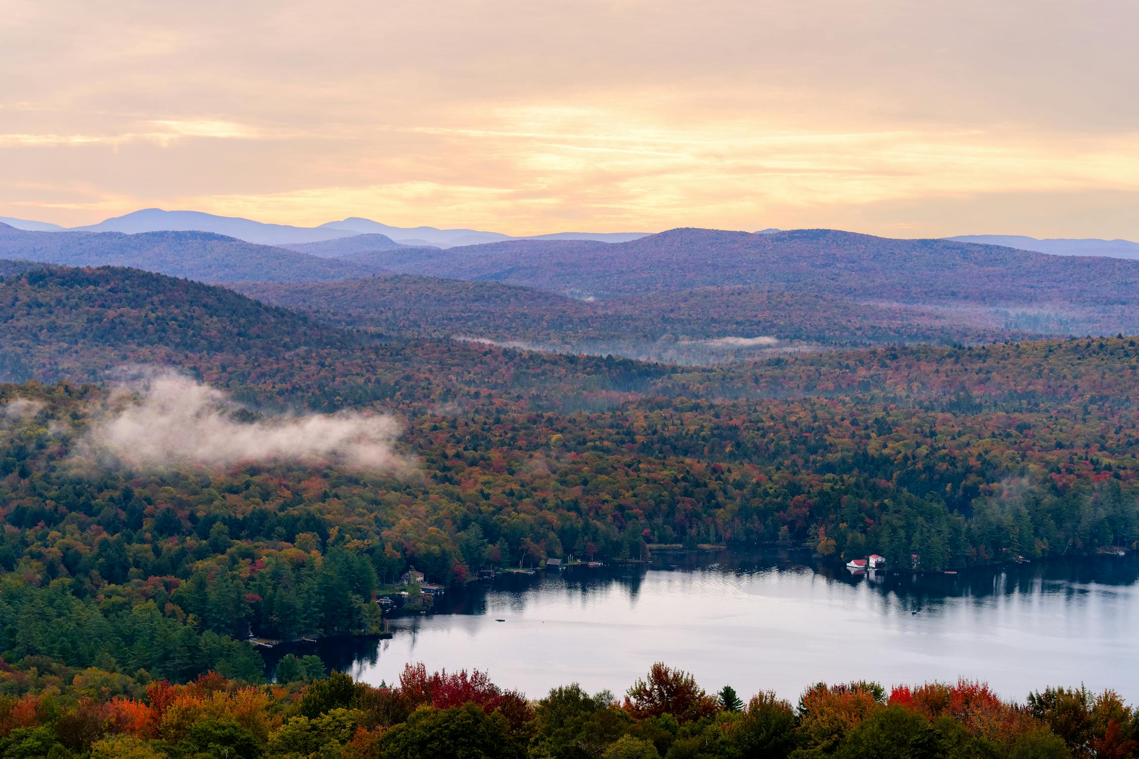 free photo of stunning adirondack fall foliage at sunrise