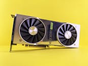 High-Performance Graphics Card on Yellow Background