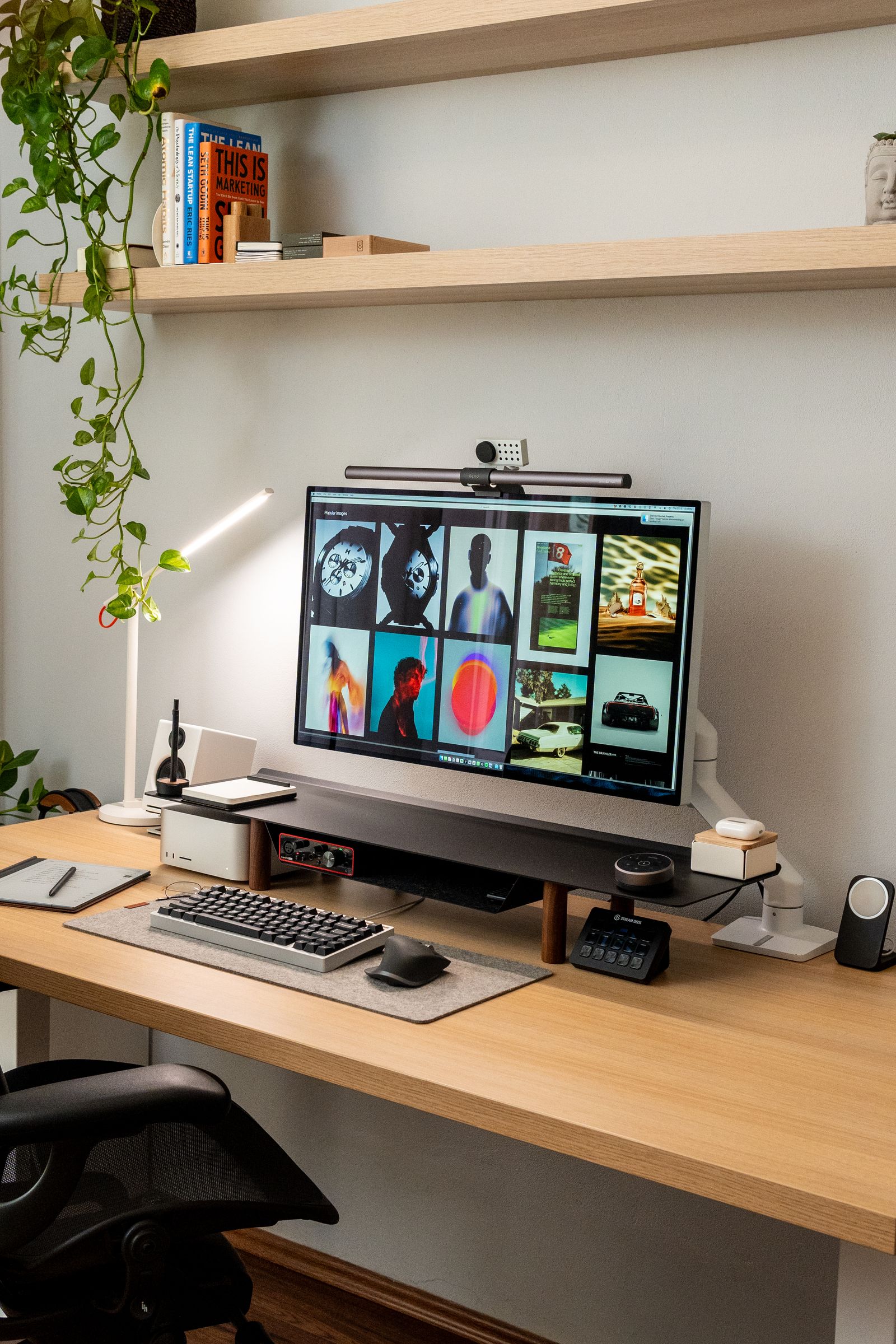 Desktop In Office Modern Desktop Setup with Scenic View · Free Stock Photo