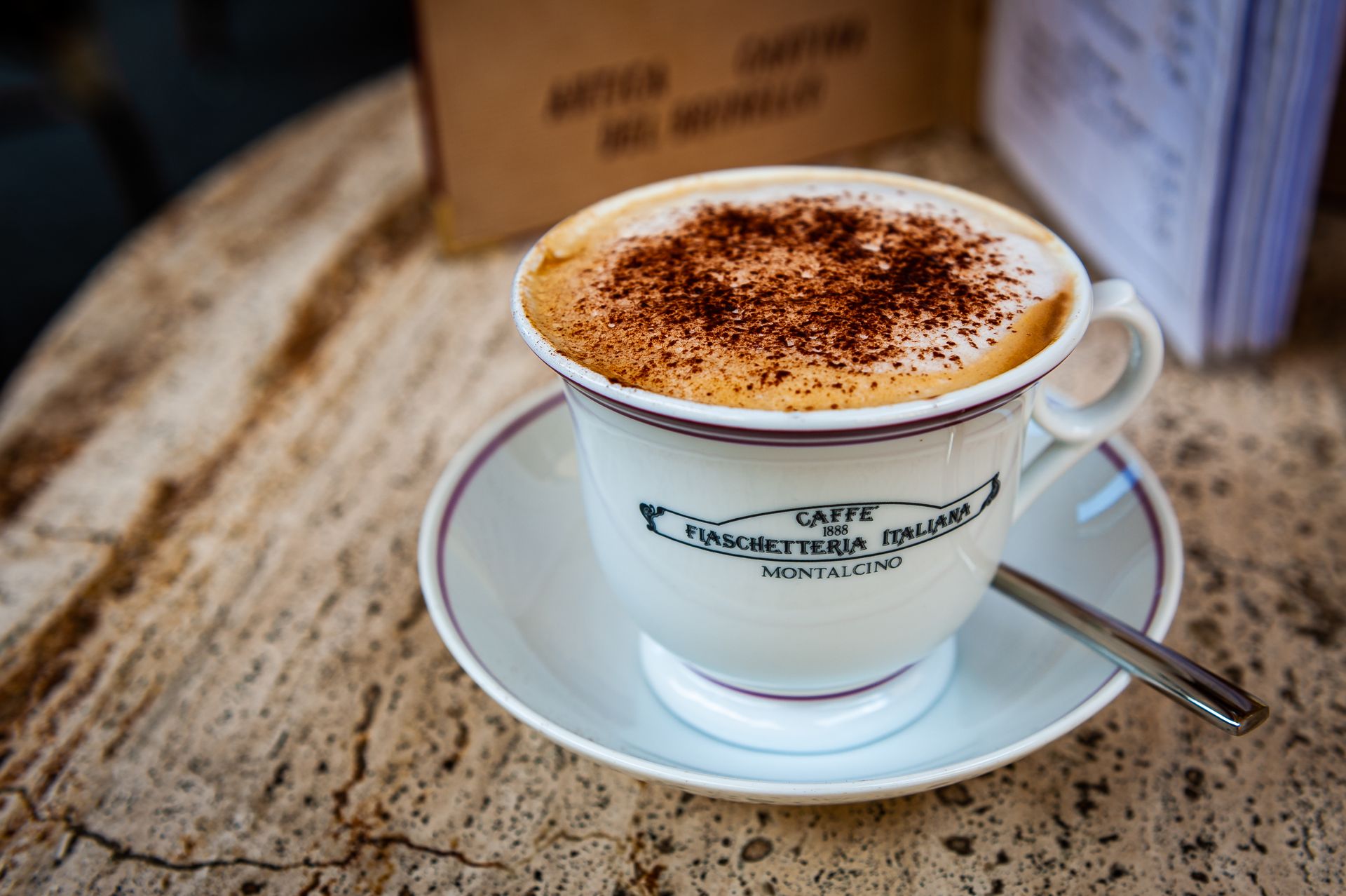 Delicious cappuccino served in an Italian cafe, capturing the essence of Italian coffee culture.