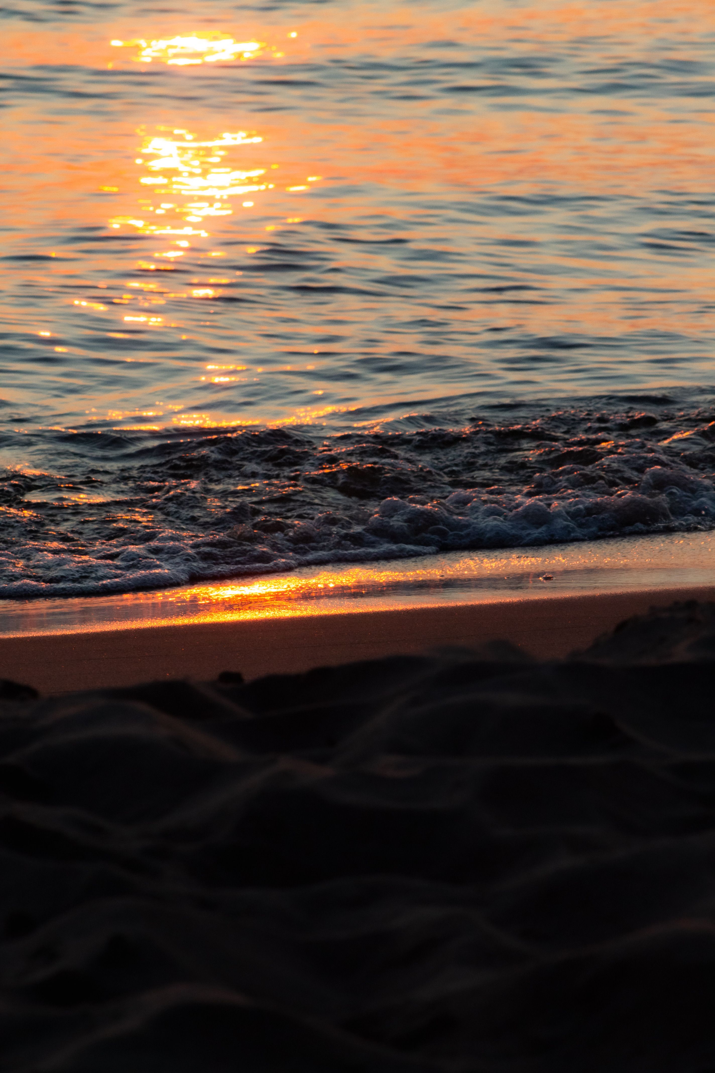 Serene Beach Sunset with Golden Reflections · Free Stock Photo