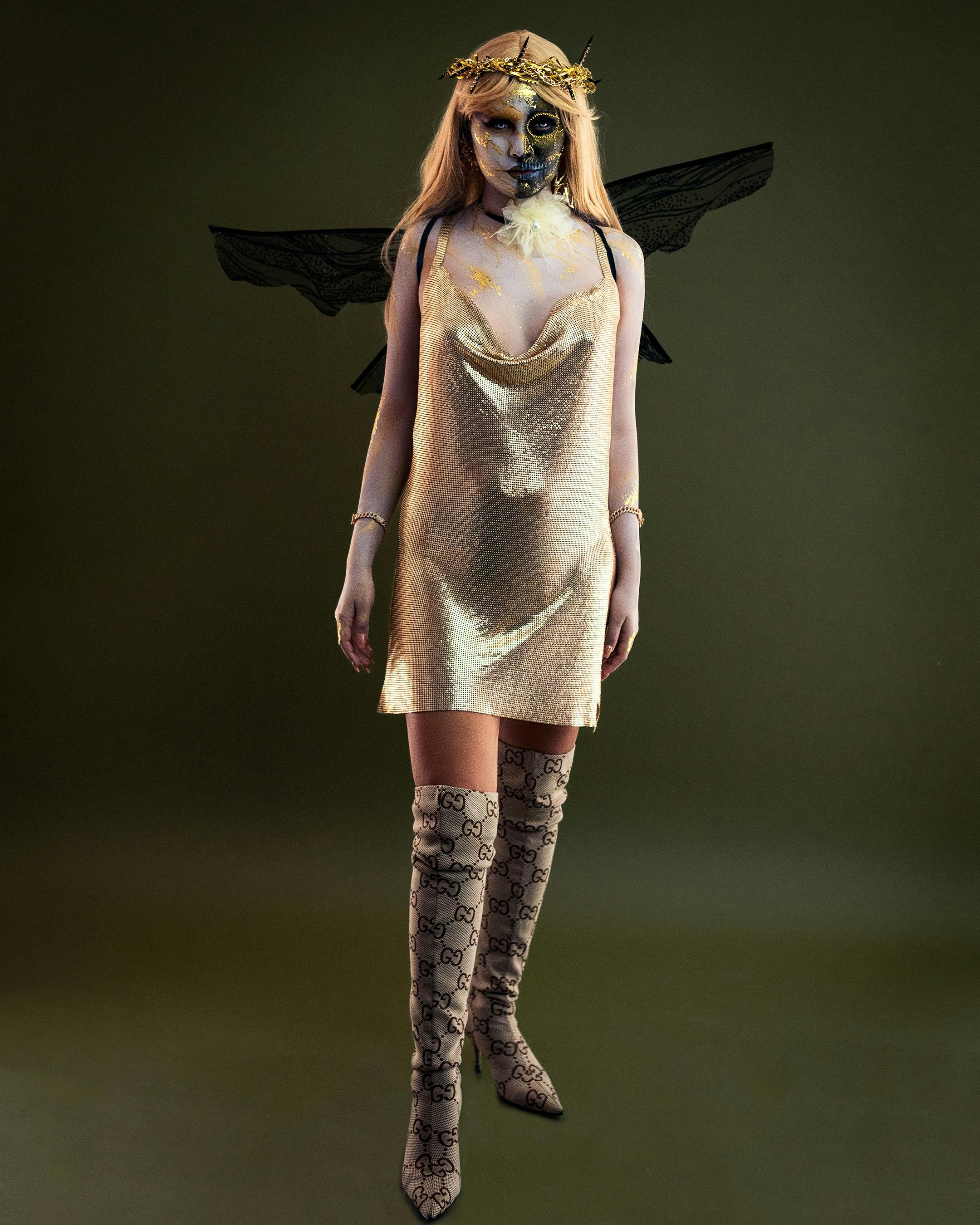 grátis Traje Etéreo De Uma Rainha Da Fantasia Com Asas Negras Foto profissional