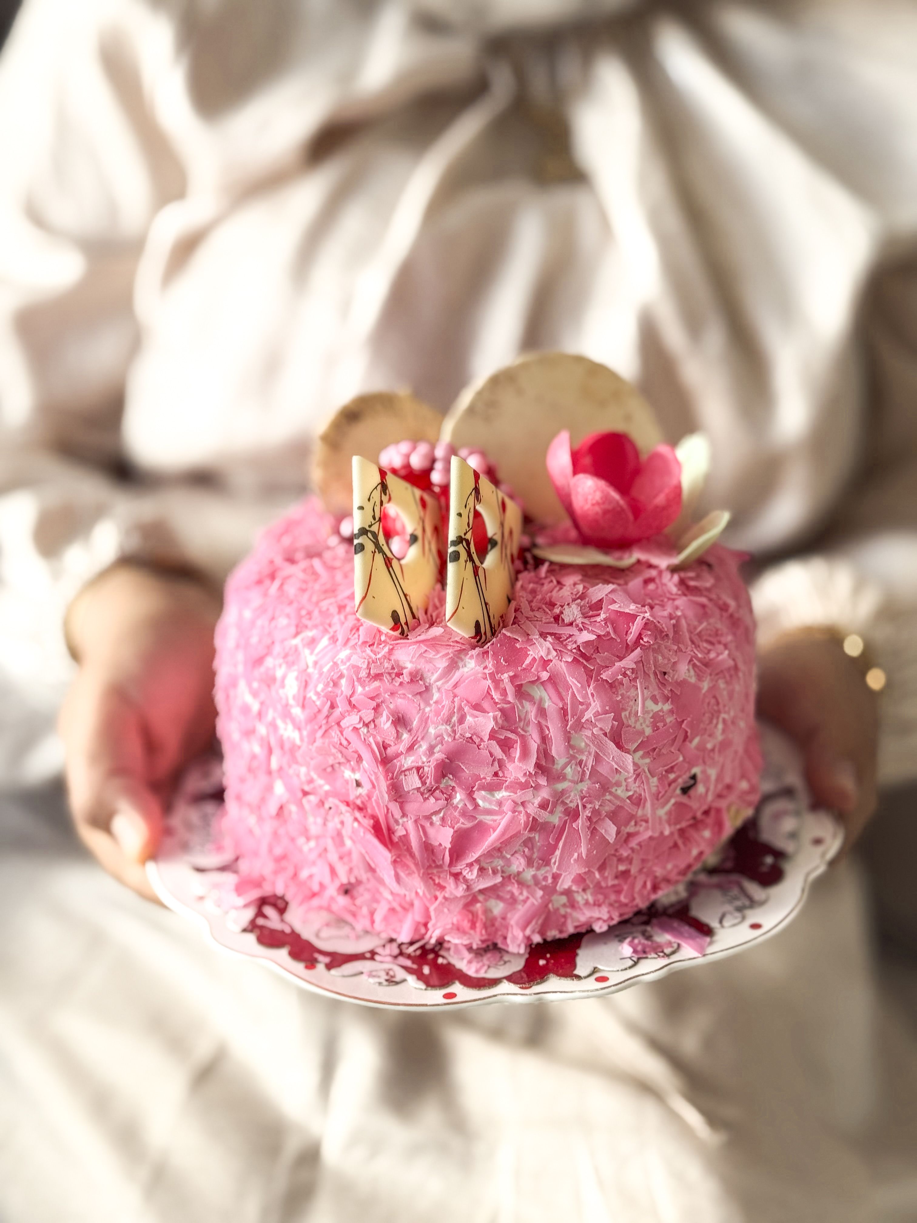 Delicate Pink Cake with Floral Decoration · Free Stock Photo