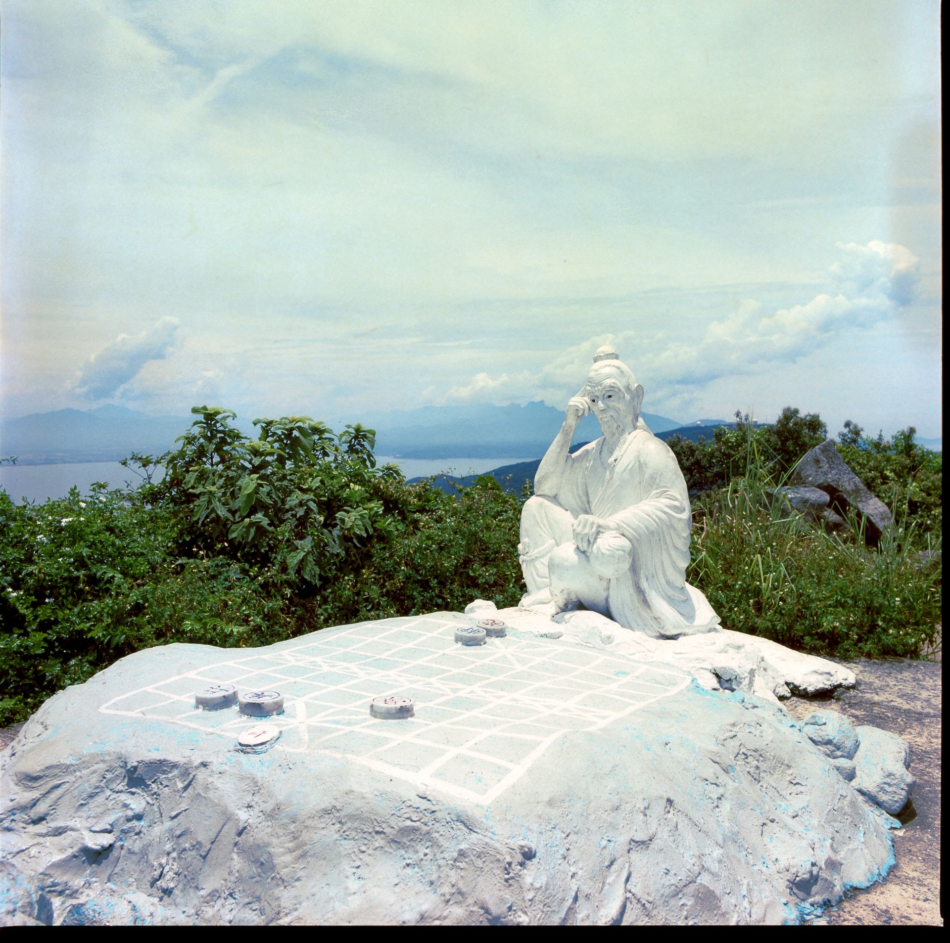 Ancient Philosopher Statue Overlooking Scenic View