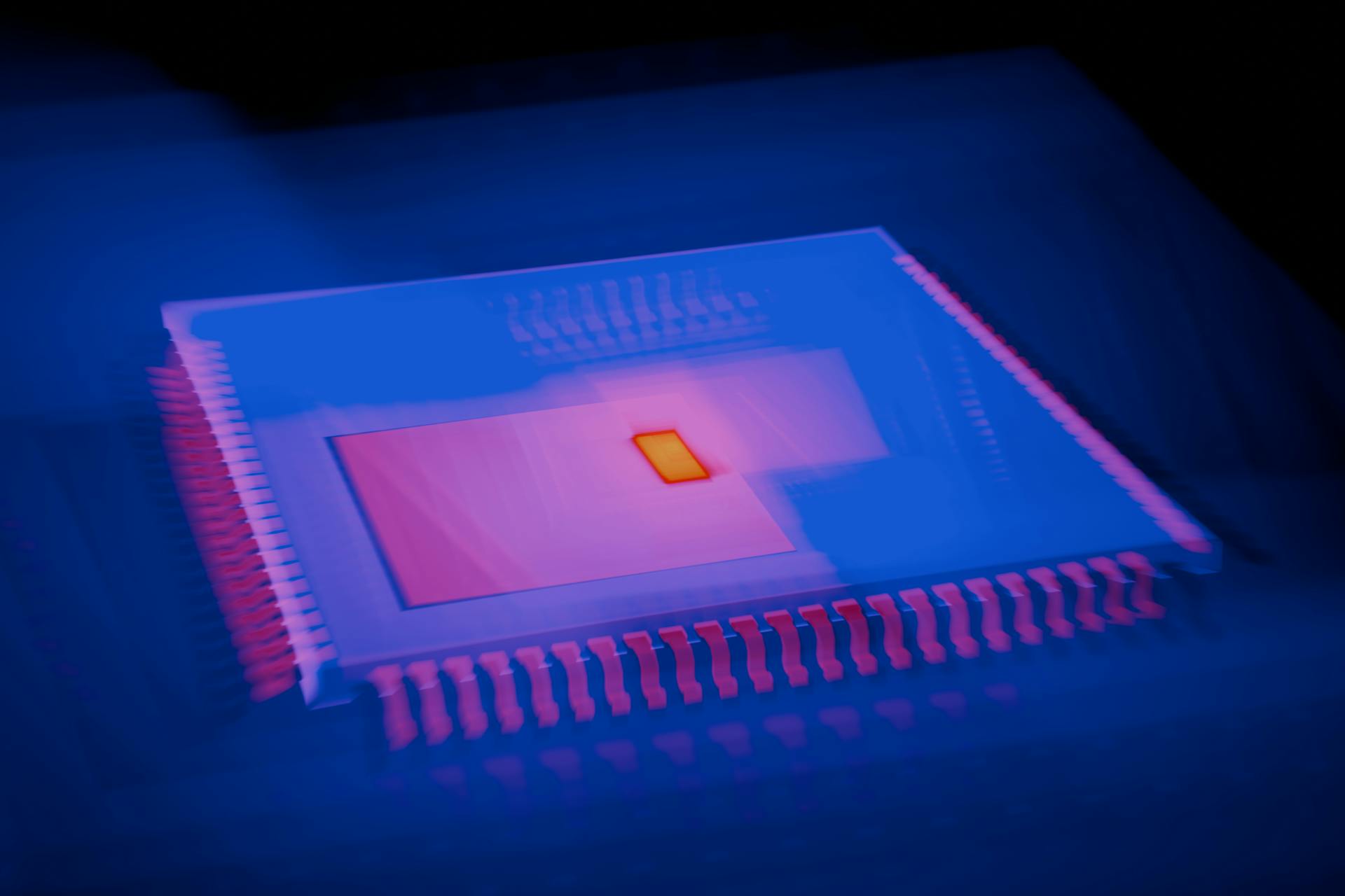 Abstract Image of a Microchip with Heatmap Colors