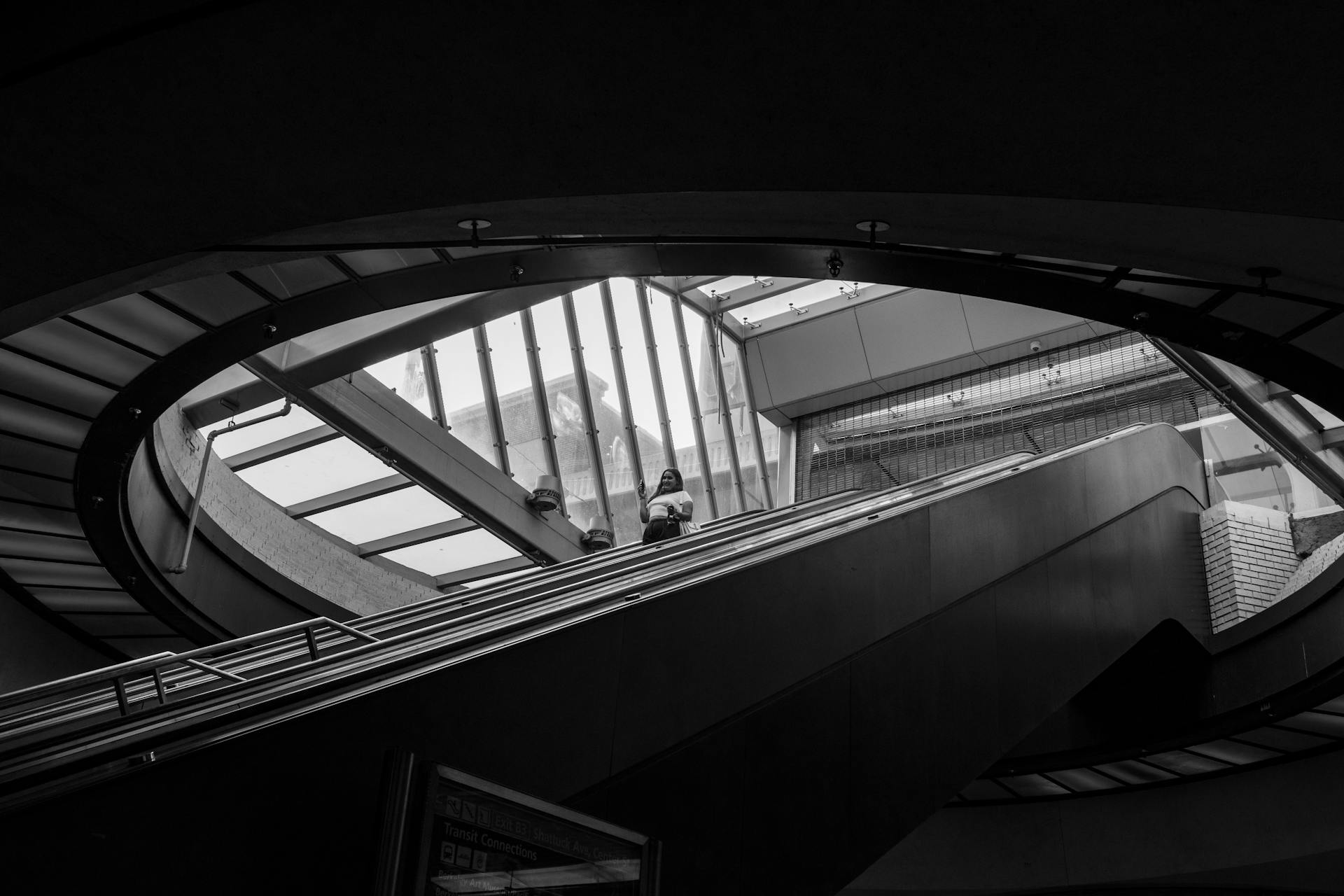 Architectural View of Berkeley BART Station Escalator