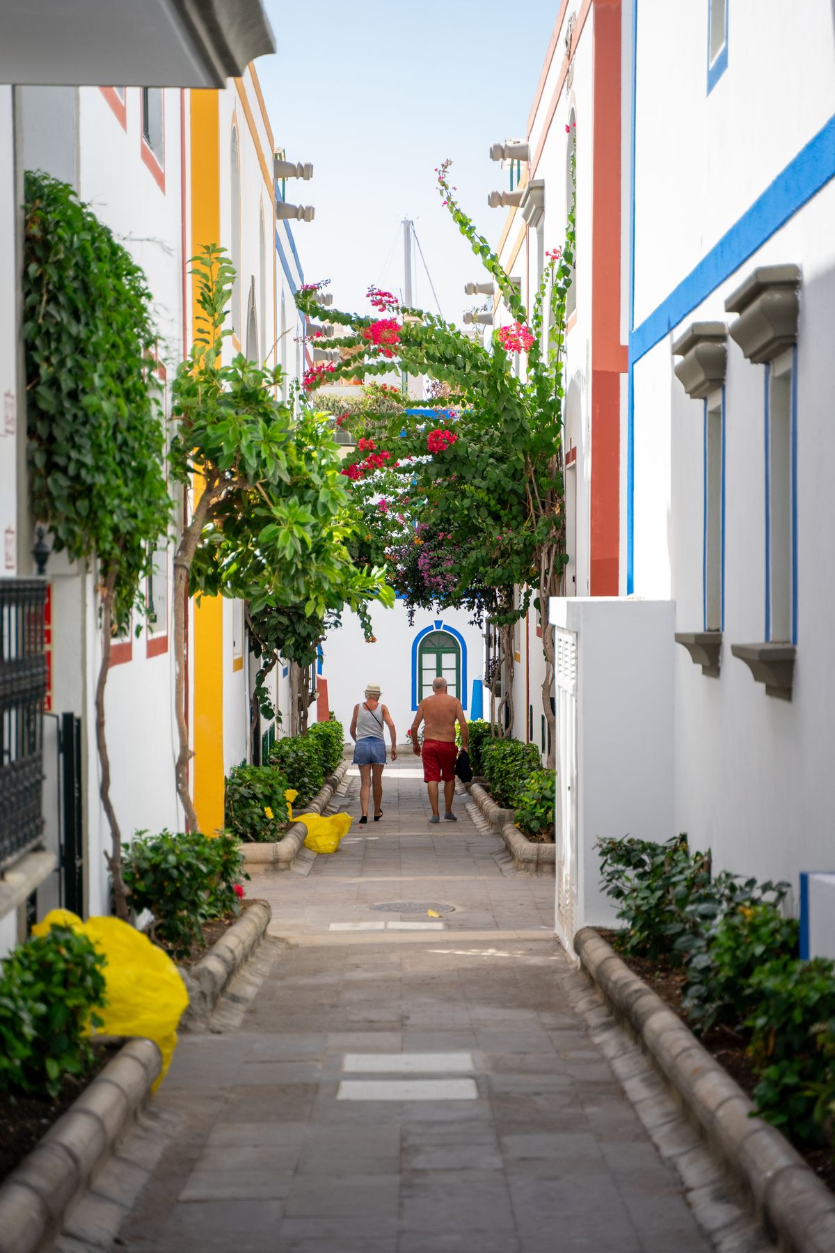 Alee colorată cu verdeață în Puerto de Mogán, Gran Canaria