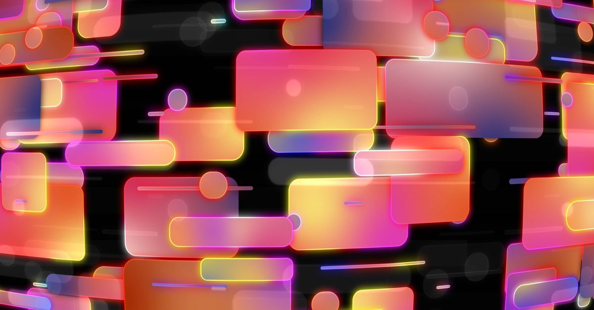 A vibrant digital artwork showcasing colorful geometric shapes and gradients on a dark background.