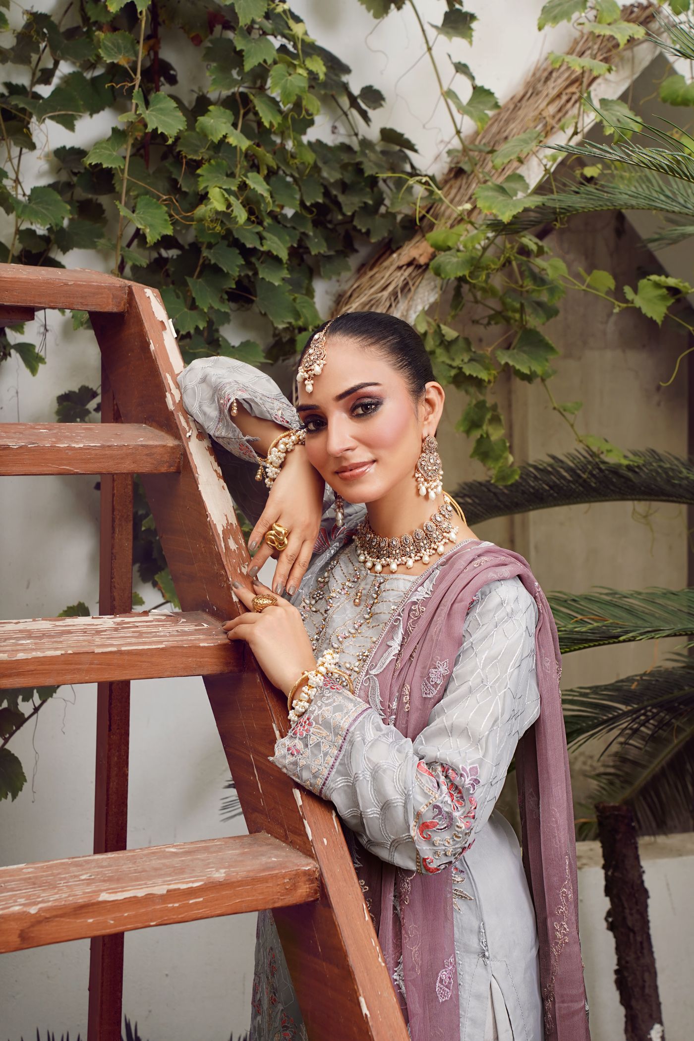 Embroidered Khaddar 3 Piece Suit, front view