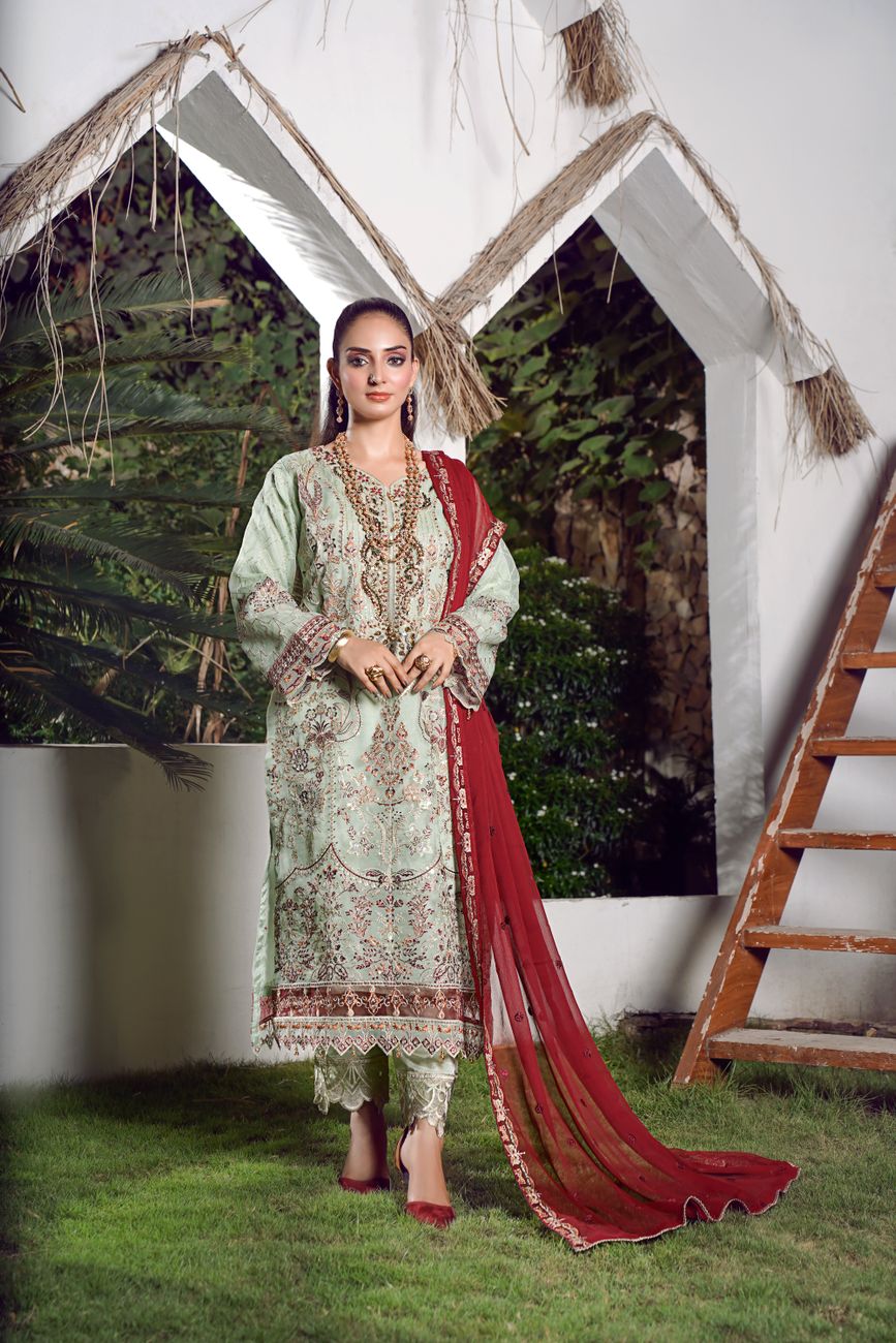 Traditional Eastern Dress Modeled Serene Lahore Garden