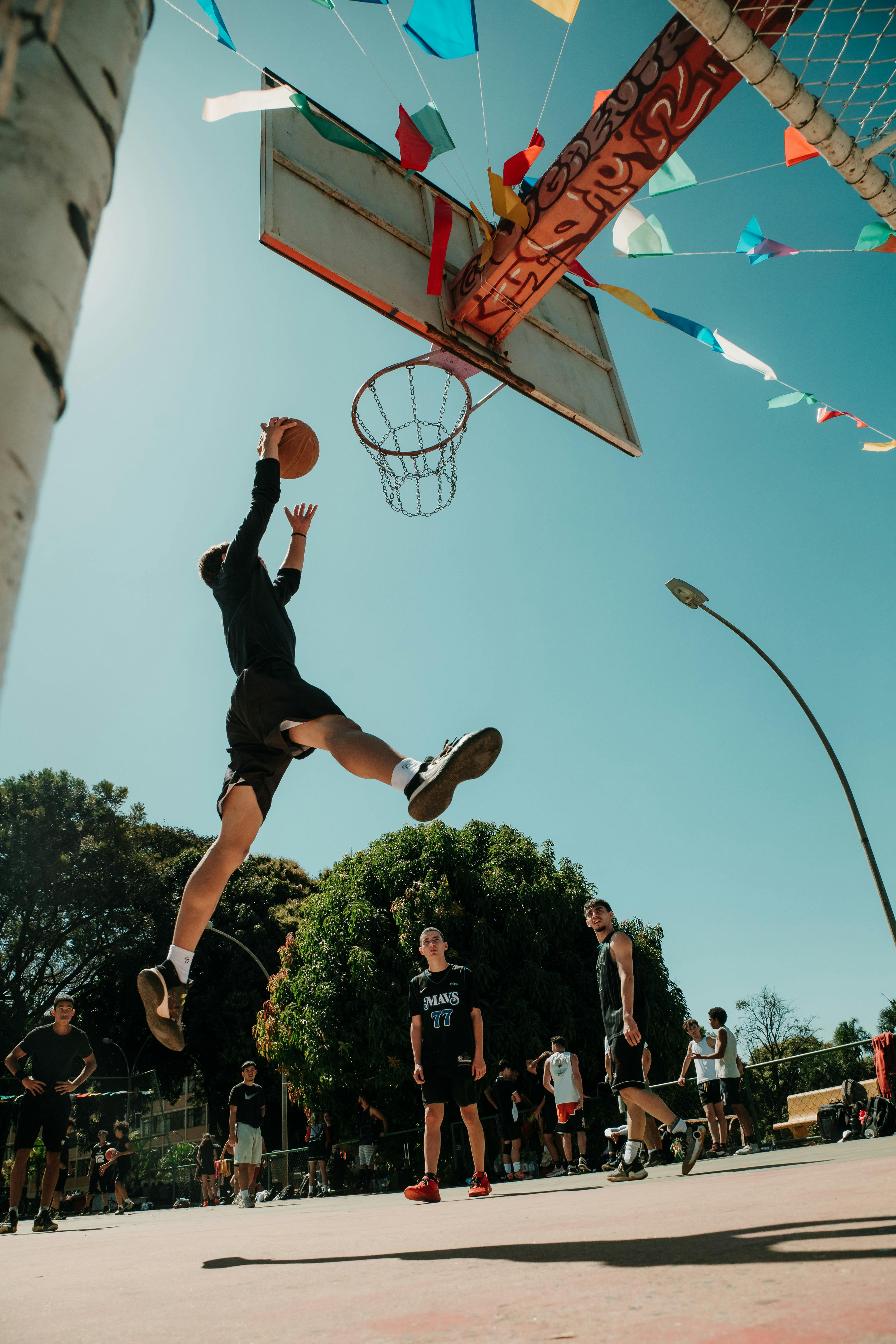 young athletes playing street basketball in brasilia