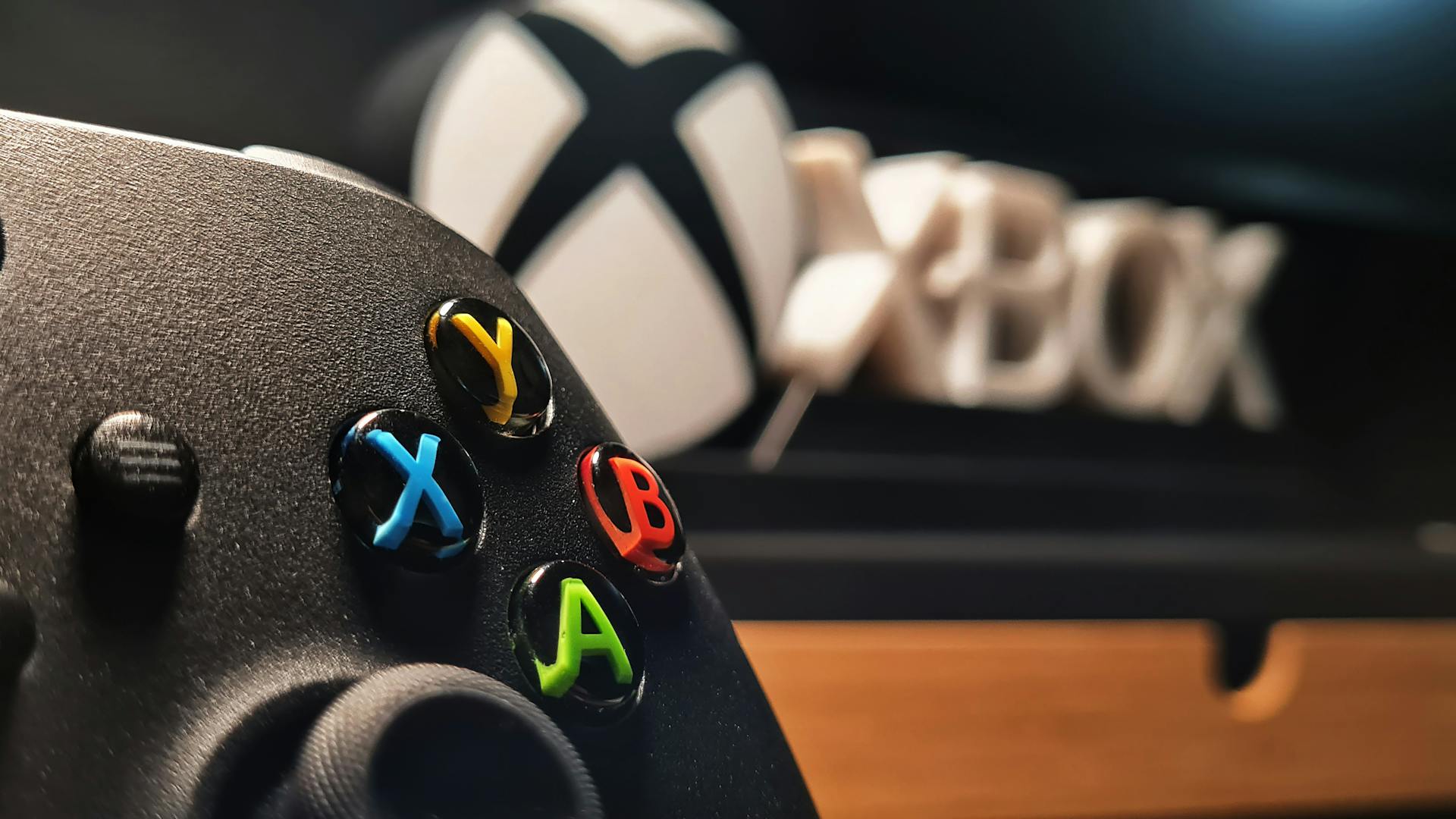 Close-up of Xbox Controller in Gaming Setup