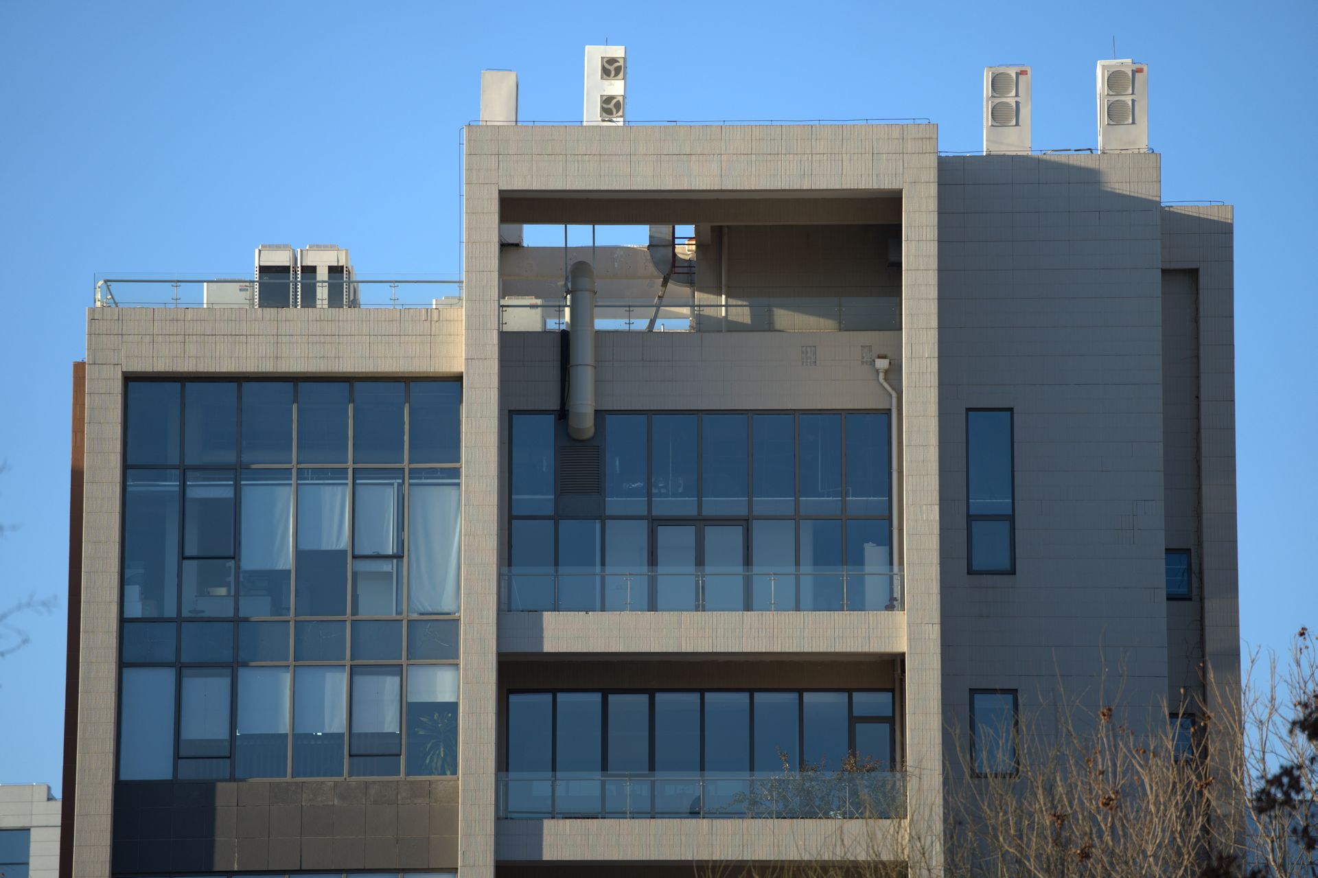 Modern Apartment Building with Glass Facade
