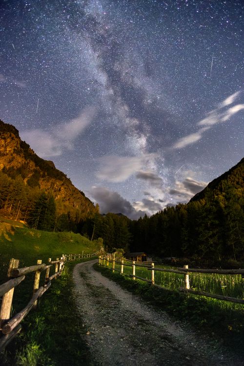Stunning Night Sky Over Mountain Path · Free Stock Photo