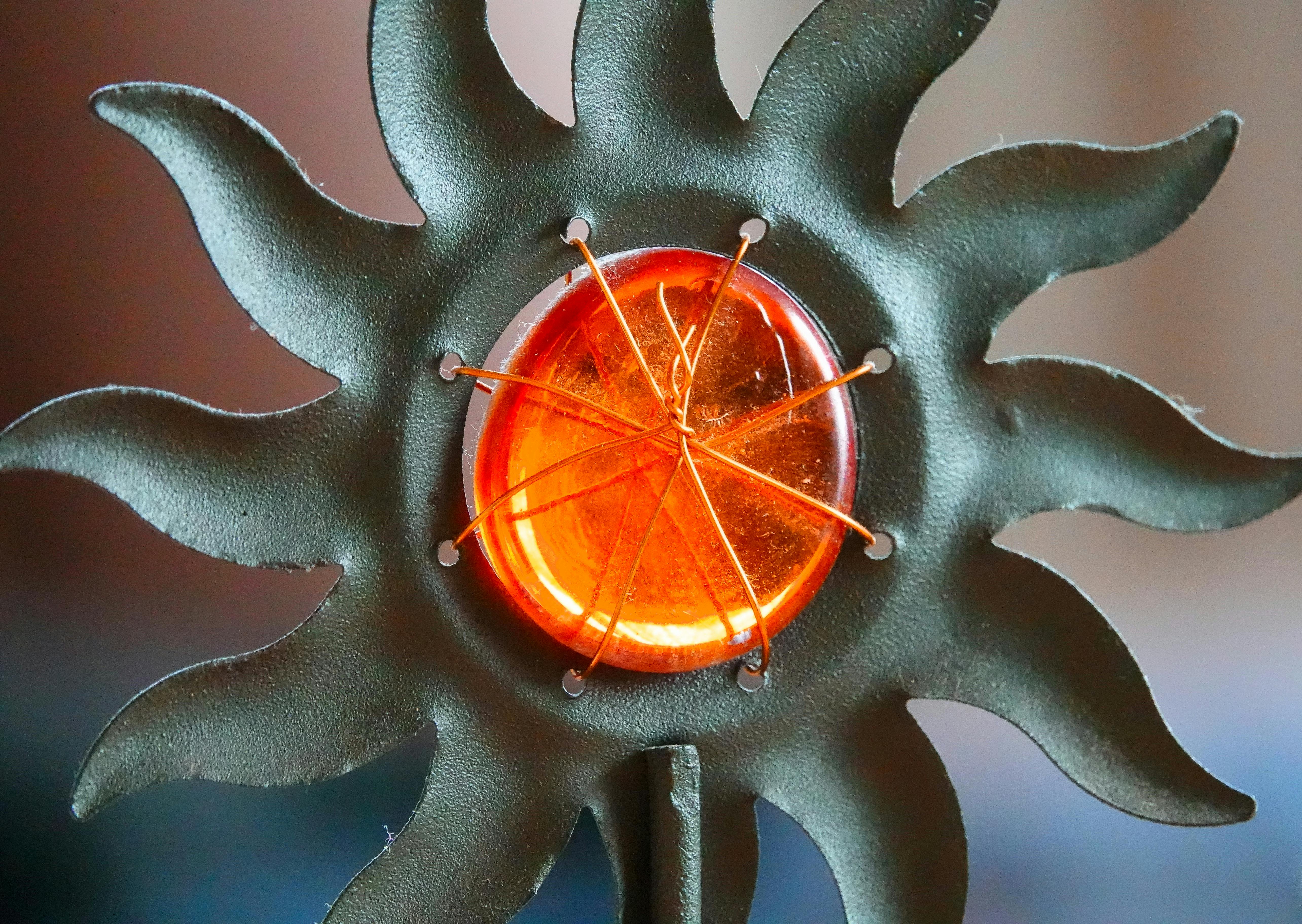 Close-up of Artistic Metal Sun Sculpture