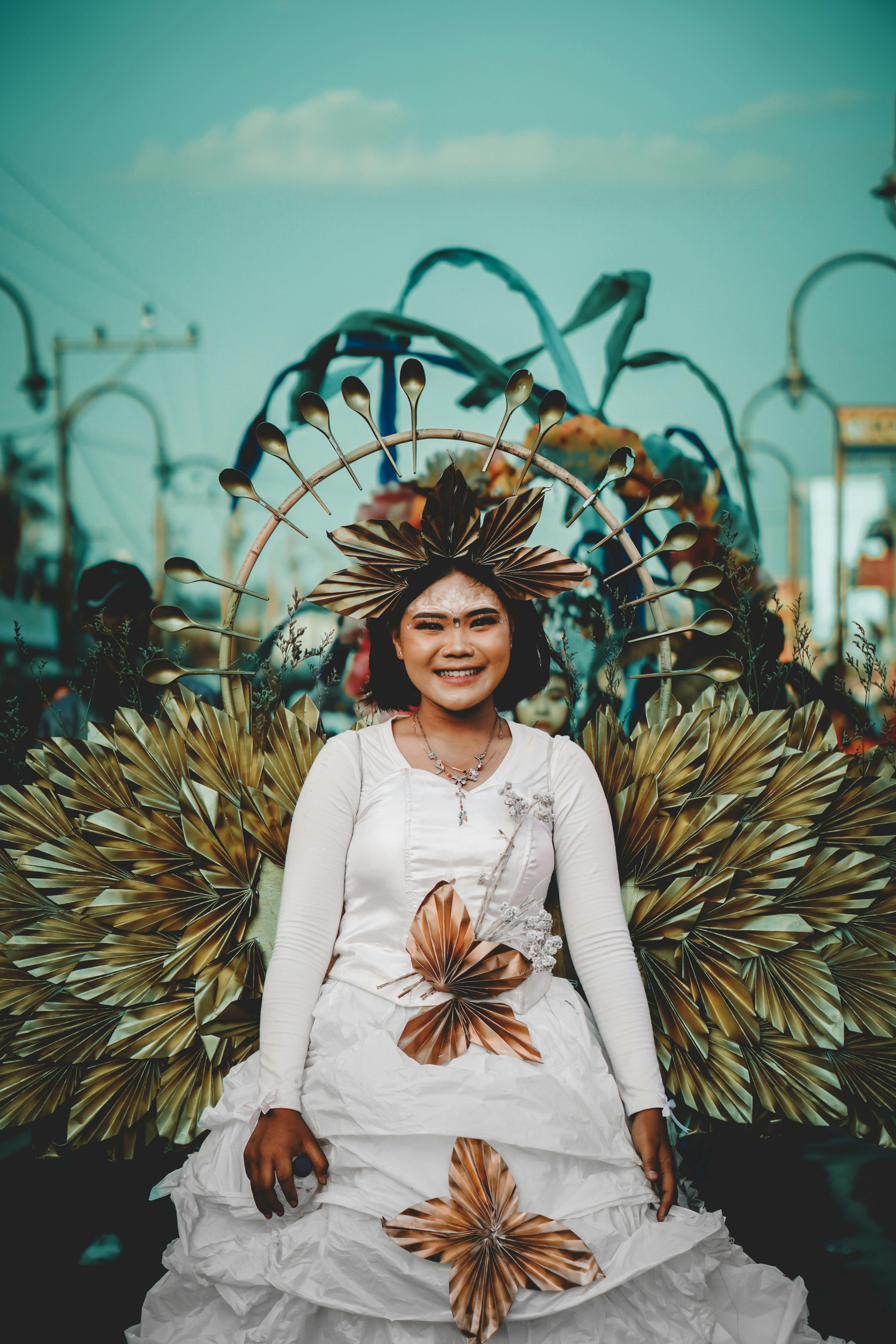 colorful carnival costume portrait outdoors