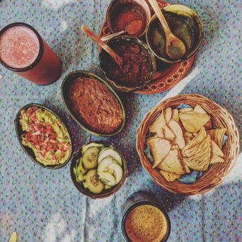Colorful spread of traditional Mexican appetizers, perfect for a festive gathering.