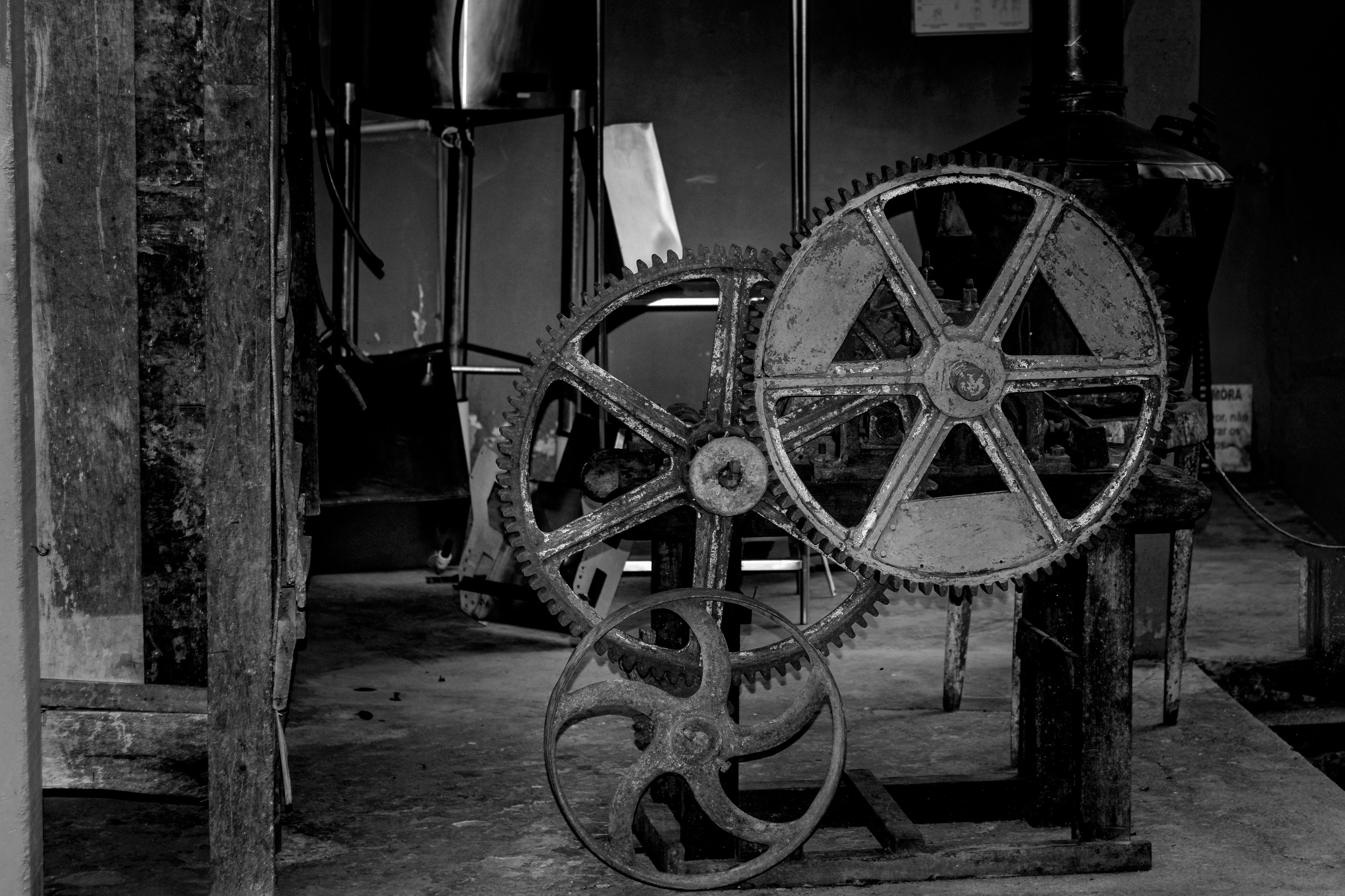 Gratis Vintage Industrielle Gear I Sort/Hvid Lagerfoto