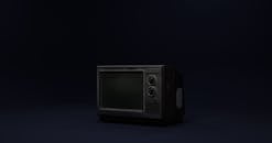 Vintage CRT Television in Dark Room