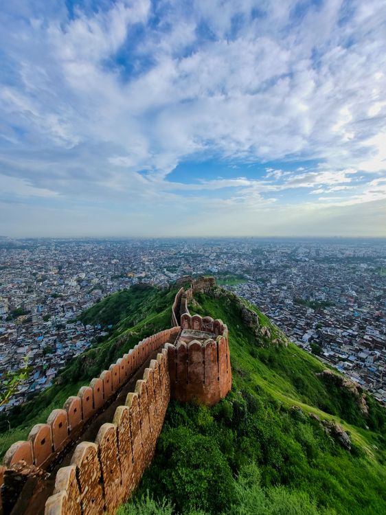 Spectacular Aerial View Of Nahargarh Fort Walls In Jaipur Free Stock Spectacular Aerial View Of Nahargarh Fort Walls In Jaipur Free Stock