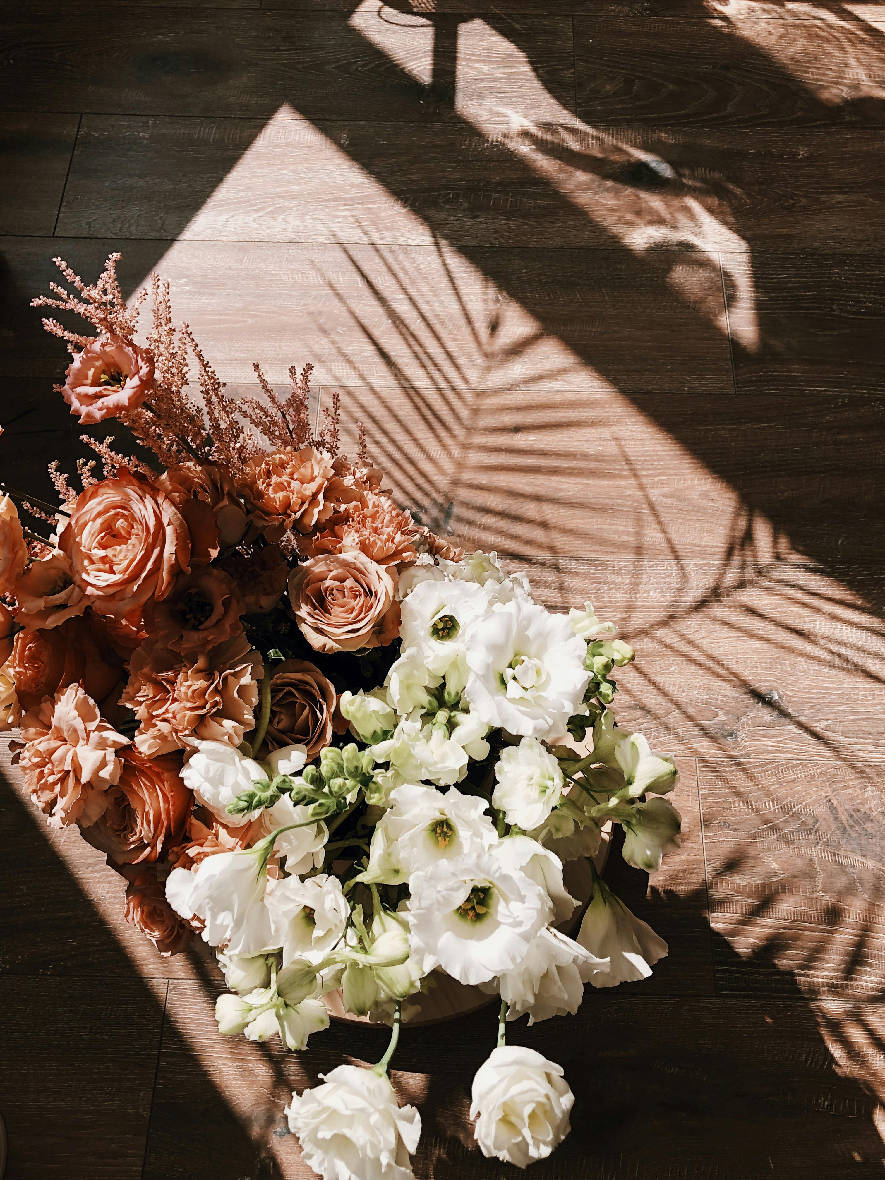 photo of pink and white flowers