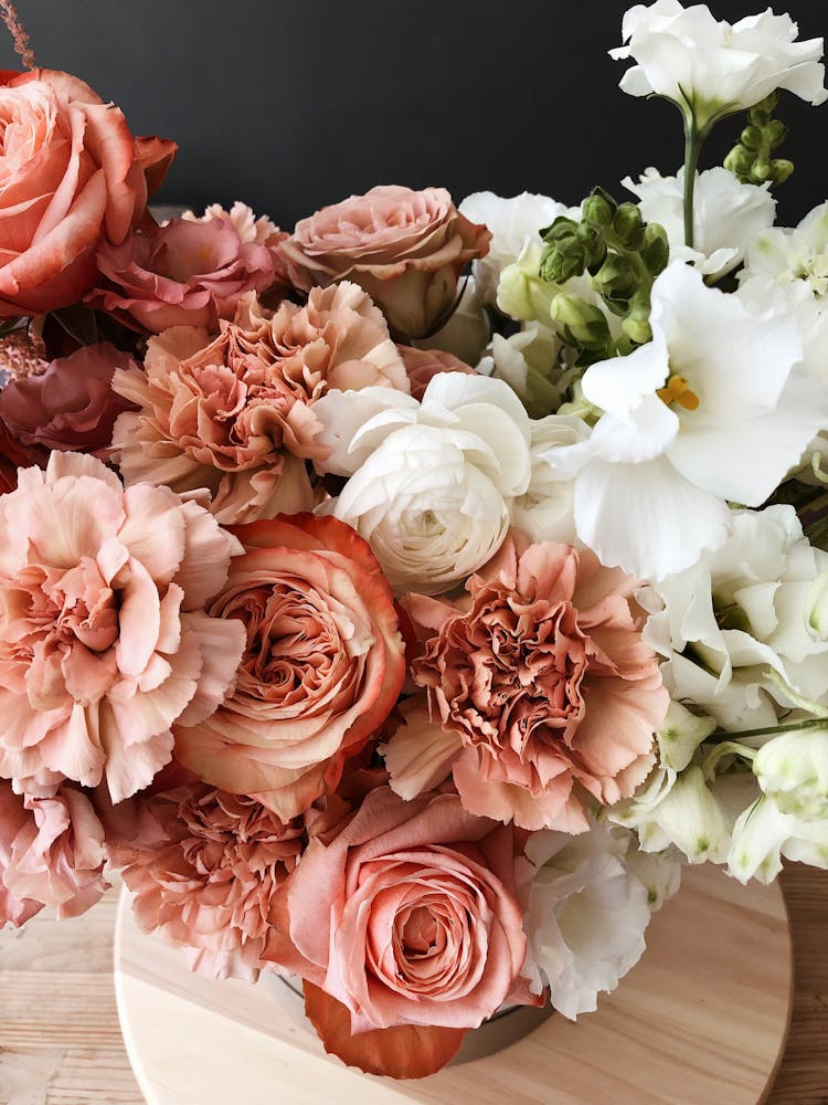 Elegant Bouquet Of Floribunda Flowers On Floor