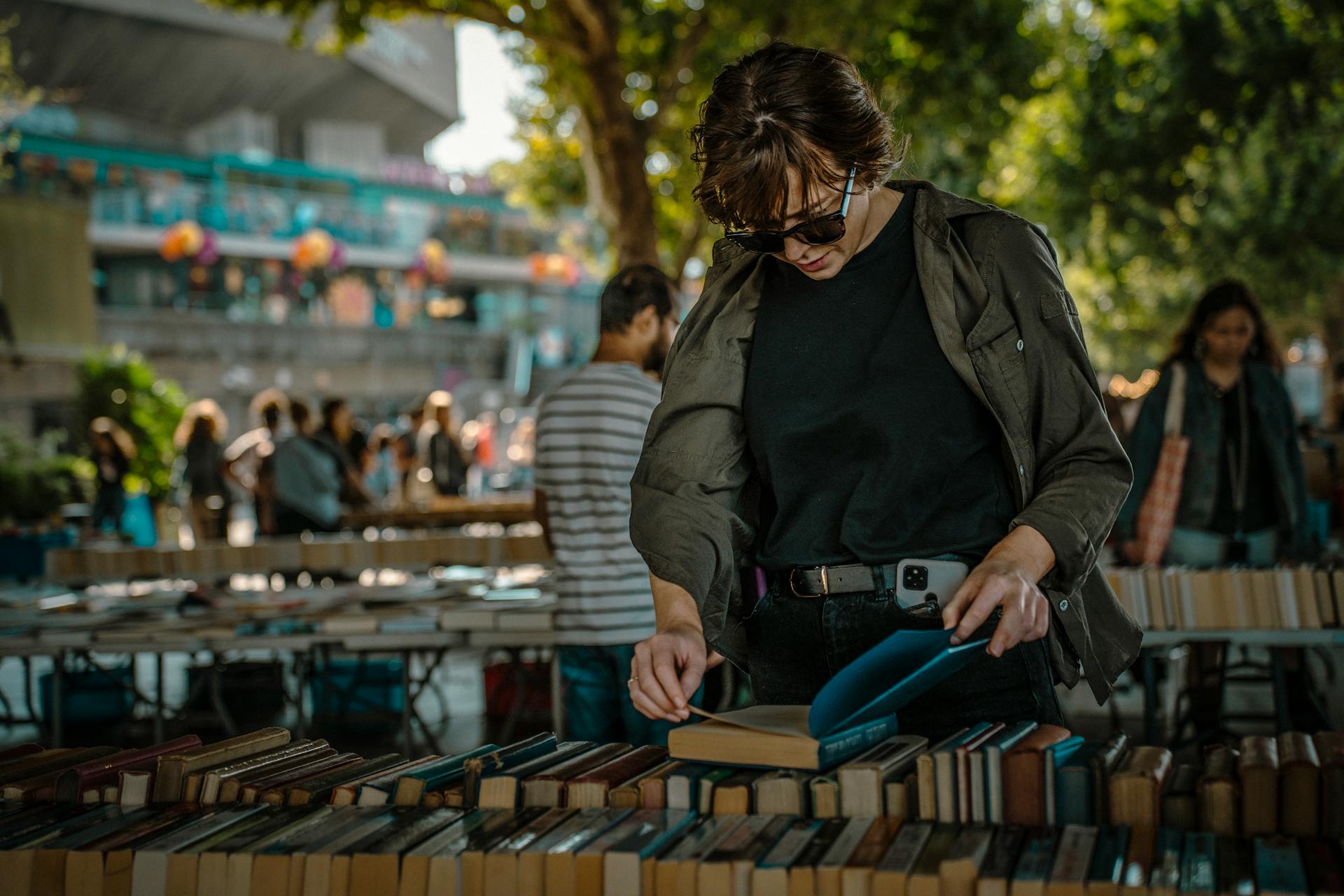 Browsing Books at South Bank Market, London